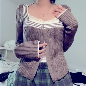 LIKE NEW✨Y2K HOLLISTER SQUARE NECK BABYDOLL CARDIGAN
